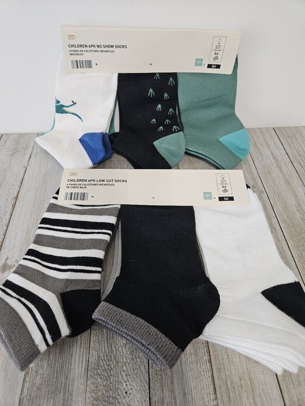 2 - 6 Packs Low Cut Socks Size M 6X Boys 8-10 Girls 7-8  No Show Socks by L&D Wh